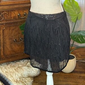 Avec Les Filles Black Sequin Mini Skirt